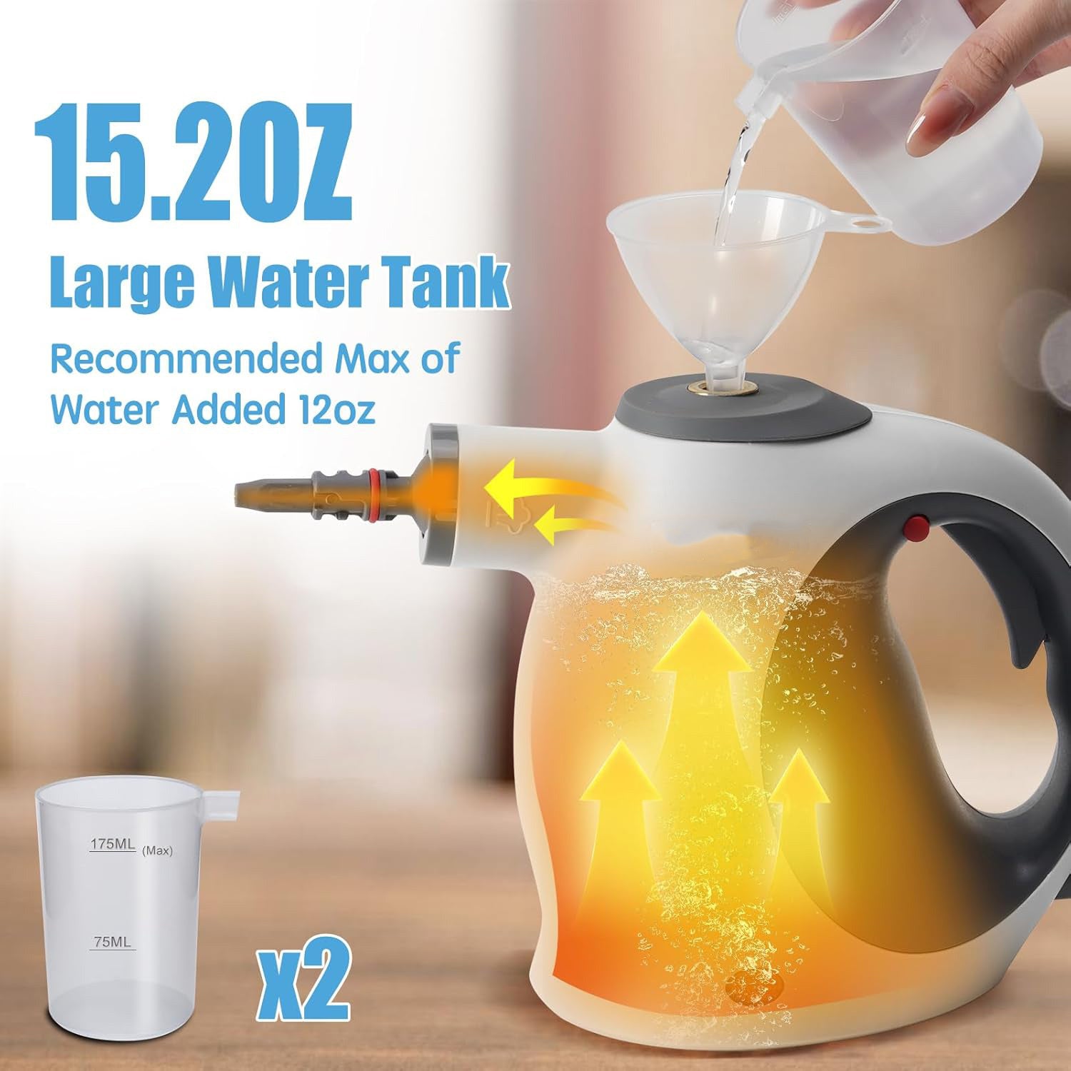 Handheld Steam Cleaner With Safety Lock, 500 Ml Large Water Tank 12 Piece Accessory Set Deep Cleaning Multiple Surfaces For Kitchen, Bathroom, Car, OffWhite