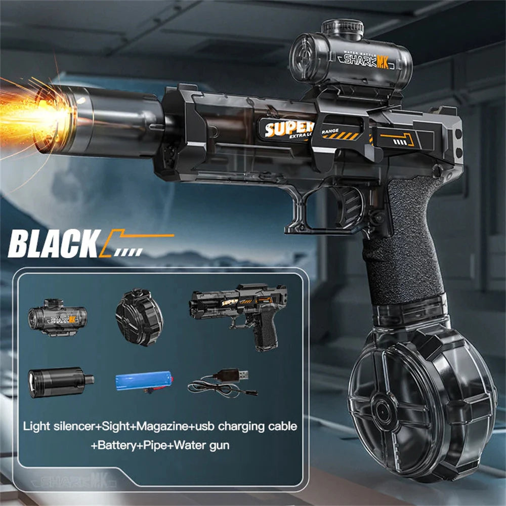 Electric Water Gun Pulse Water Gun Self-integrated Automatic Water-Absorbing Large-Capacity Lighting Children's Water Gun Toys
