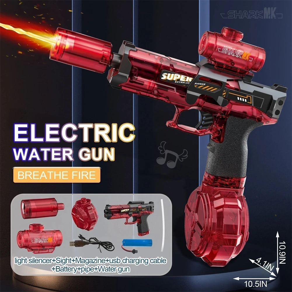 Electric Water Gun Pulse Water Gun Self-integrated Automatic Water-Absorbing Large-Capacity Lighting Children's Water Gun Toys