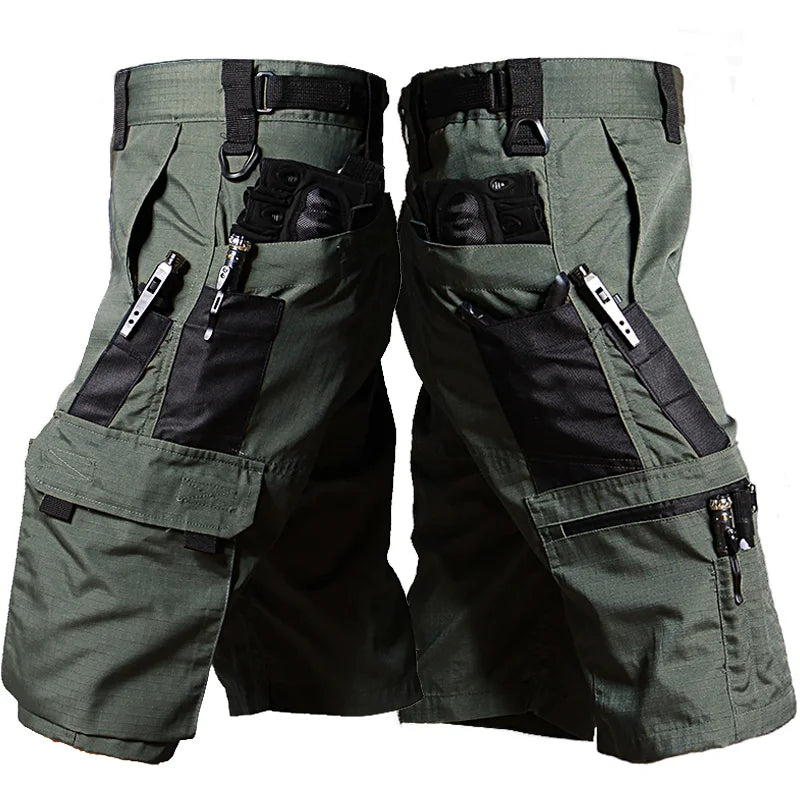 Men's Summer Cargo Shorts Military Wear-resistant Waterproof Pant Outdoor Sports Breathable Joggers Multiple Pockets Work Shorts