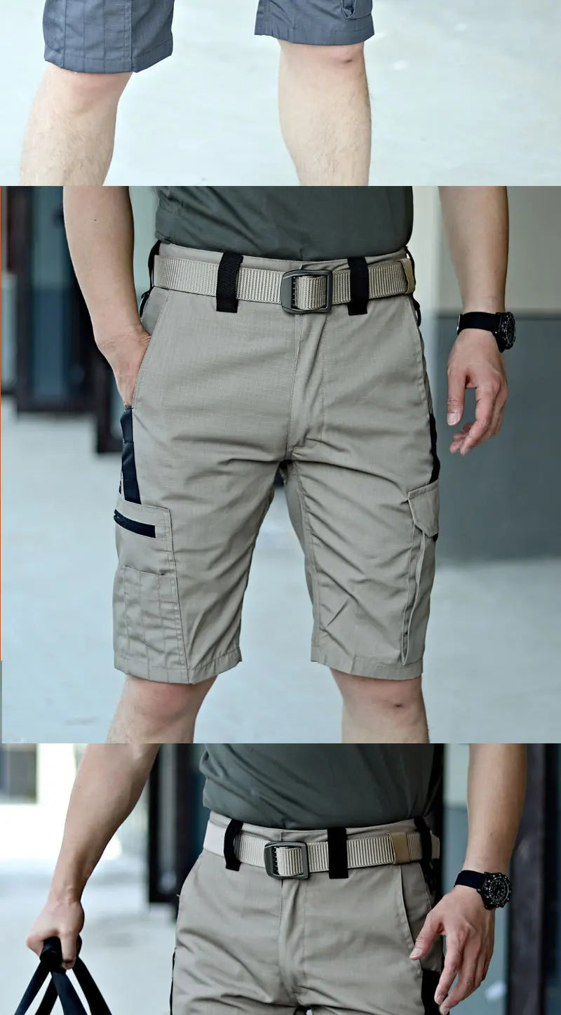Men's Summer Cargo Shorts Military Wear-resistant Waterproof Pant Outdoor Sports Breathable Joggers Multiple Pockets Work Shorts