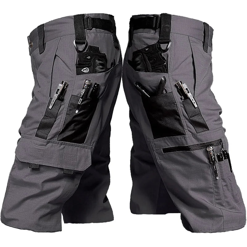 Men's Summer Cargo Shorts Military Wear-resistant Waterproof Pant Outdoor Sports Breathable Joggers Multiple Pockets Work Shorts