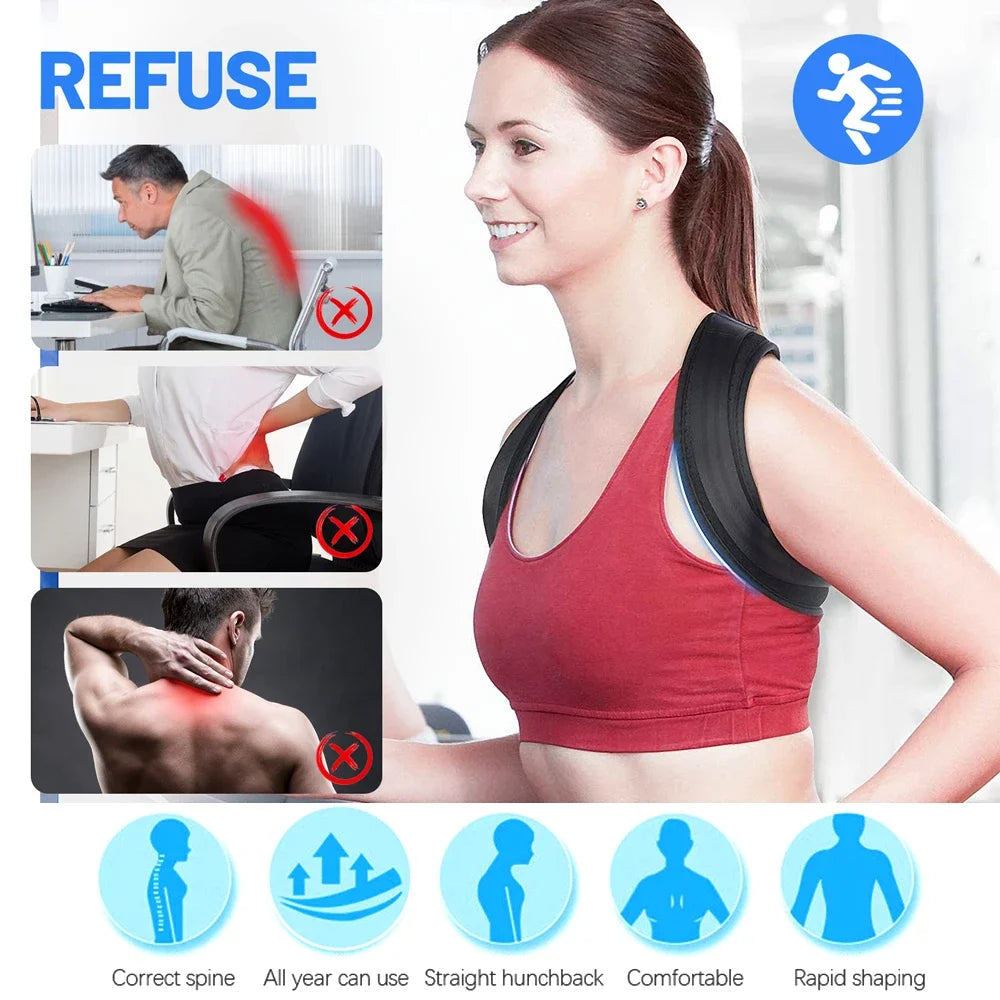 Adjustable Upper Back Support Posture Corrector Women Men Back Straight Brace Shoulder Belt Pain Relief Back Body Brace Posture