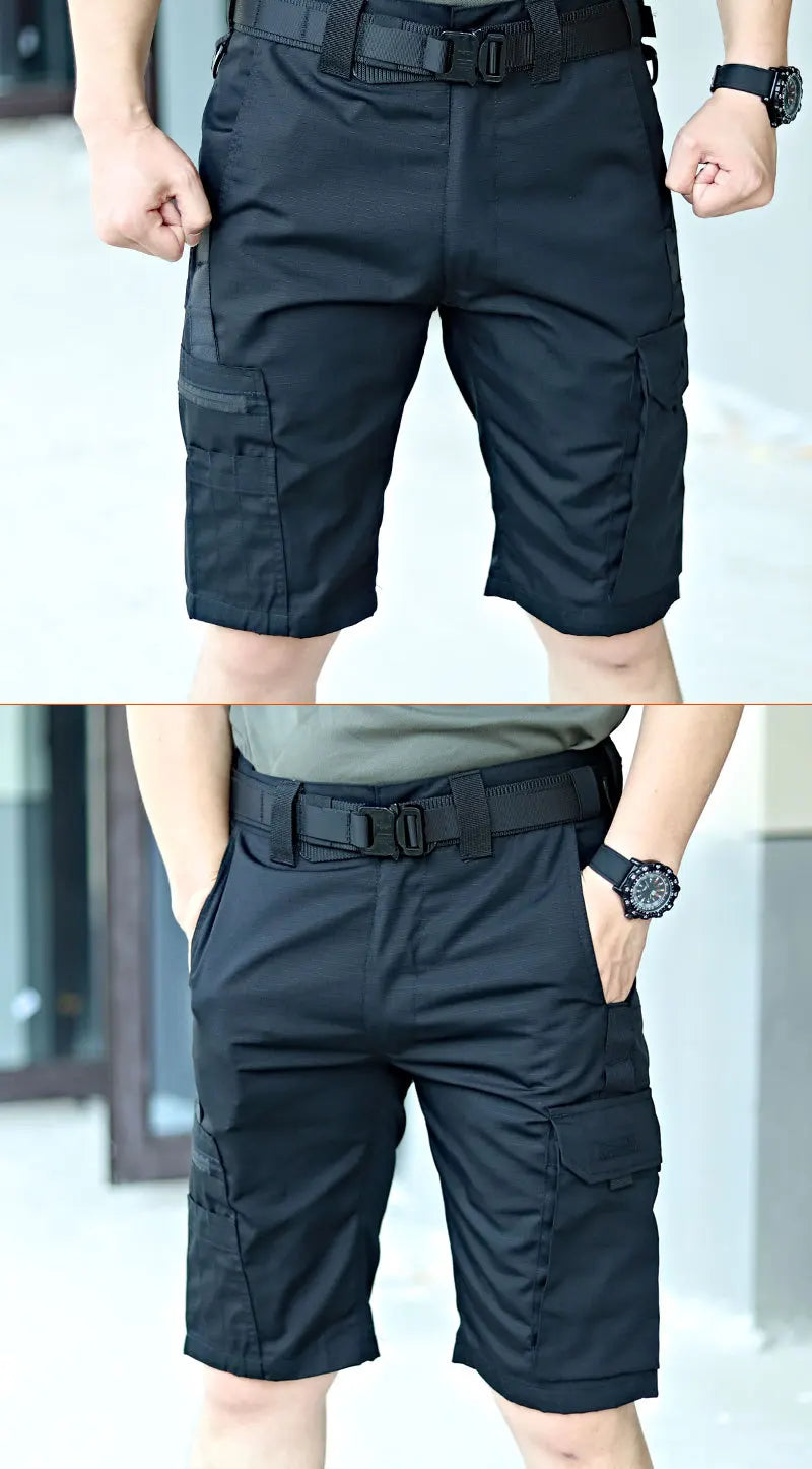 Men's Summer Cargo Shorts Military Wear-resistant Waterproof Pant Outdoor Sports Breathable Joggers Multiple Pockets Work Shorts