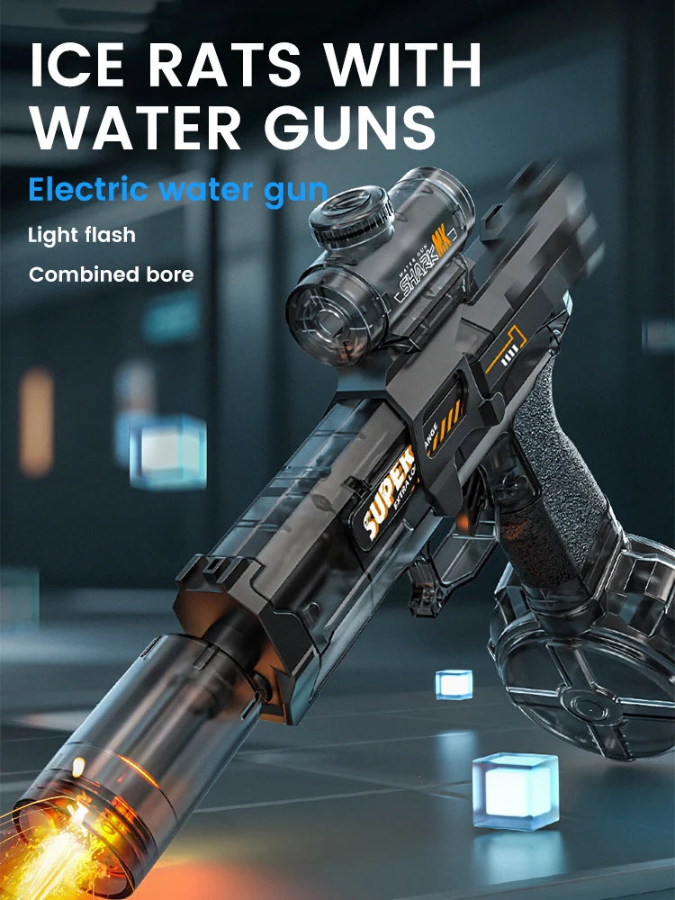 Electric Water Gun Pulse Water Gun Self-integrated Automatic Water-Absorbing Large-Capacity Lighting Children's Water Gun Toys