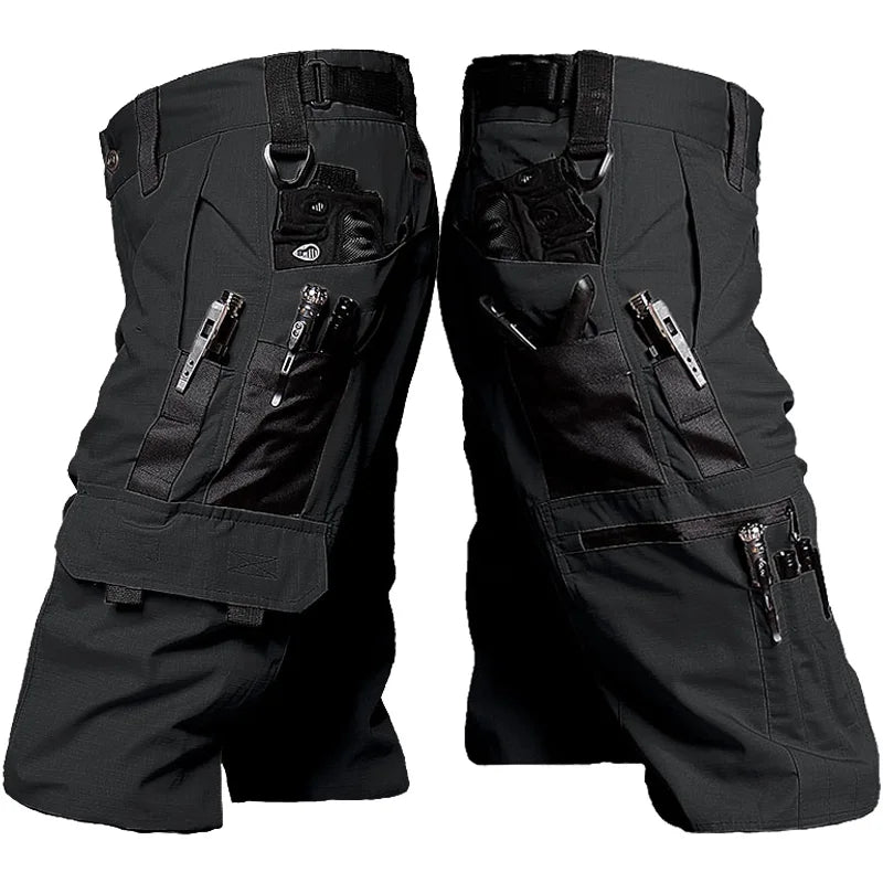 Men's Summer Cargo Shorts Military Wear-resistant Waterproof Pant Outdoor Sports Breathable Joggers Multiple Pockets Work Shorts
