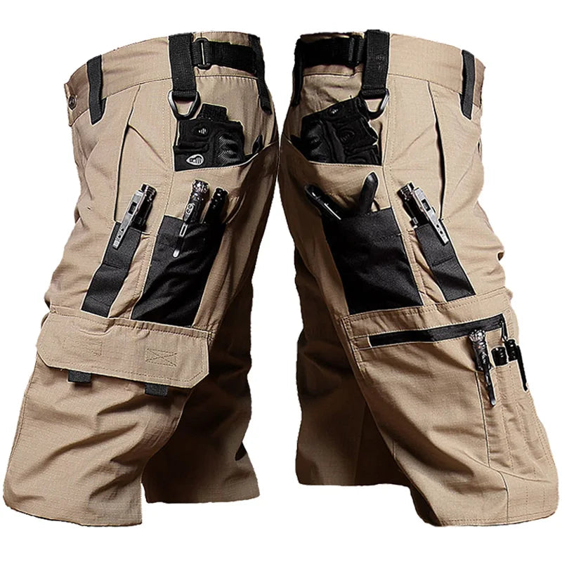 Men's Summer Cargo Shorts Military Wear-resistant Waterproof Pant Outdoor Sports Breathable Joggers Multiple Pockets Work Shorts