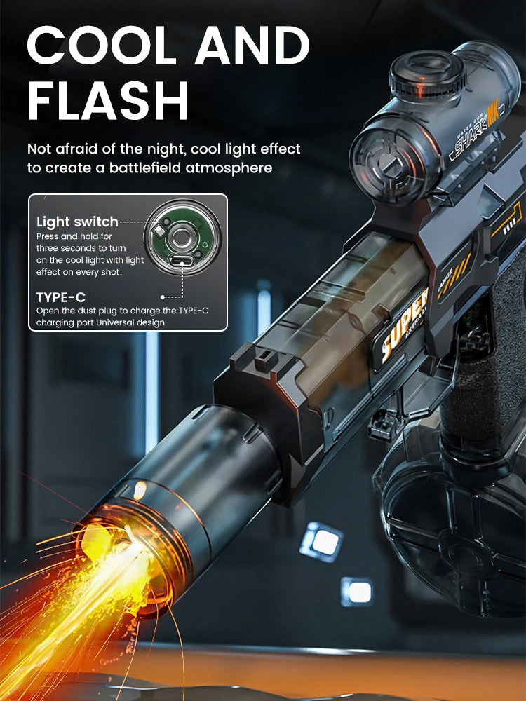 Electric Water Gun Pulse Water Gun Self-integrated Automatic Water-Absorbing Large-Capacity Lighting Children's Water Gun Toys