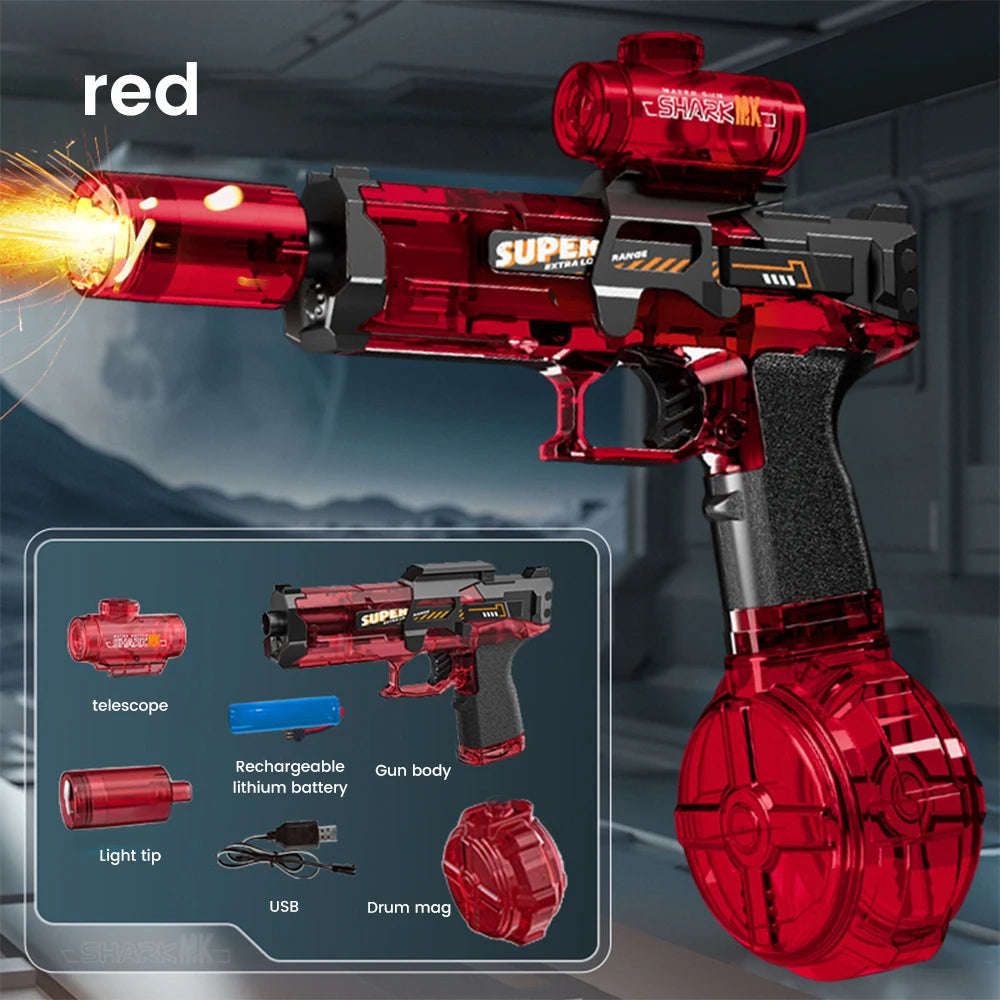Electric Water Gun Pulse Water Gun Self-integrated Automatic Water-Absorbing Large-Capacity Lighting Children's Water Gun Toys