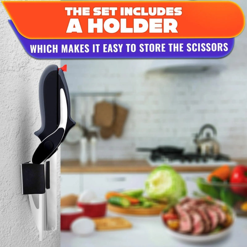 Kitchen Scissors For Food 2 In 1 Cutting Board Scissors & Knife With Locking Mechanism & Stainless Steel Blades Multifunctional Kitchen Shears For Effortless Chopping Slicing & Meal Prep