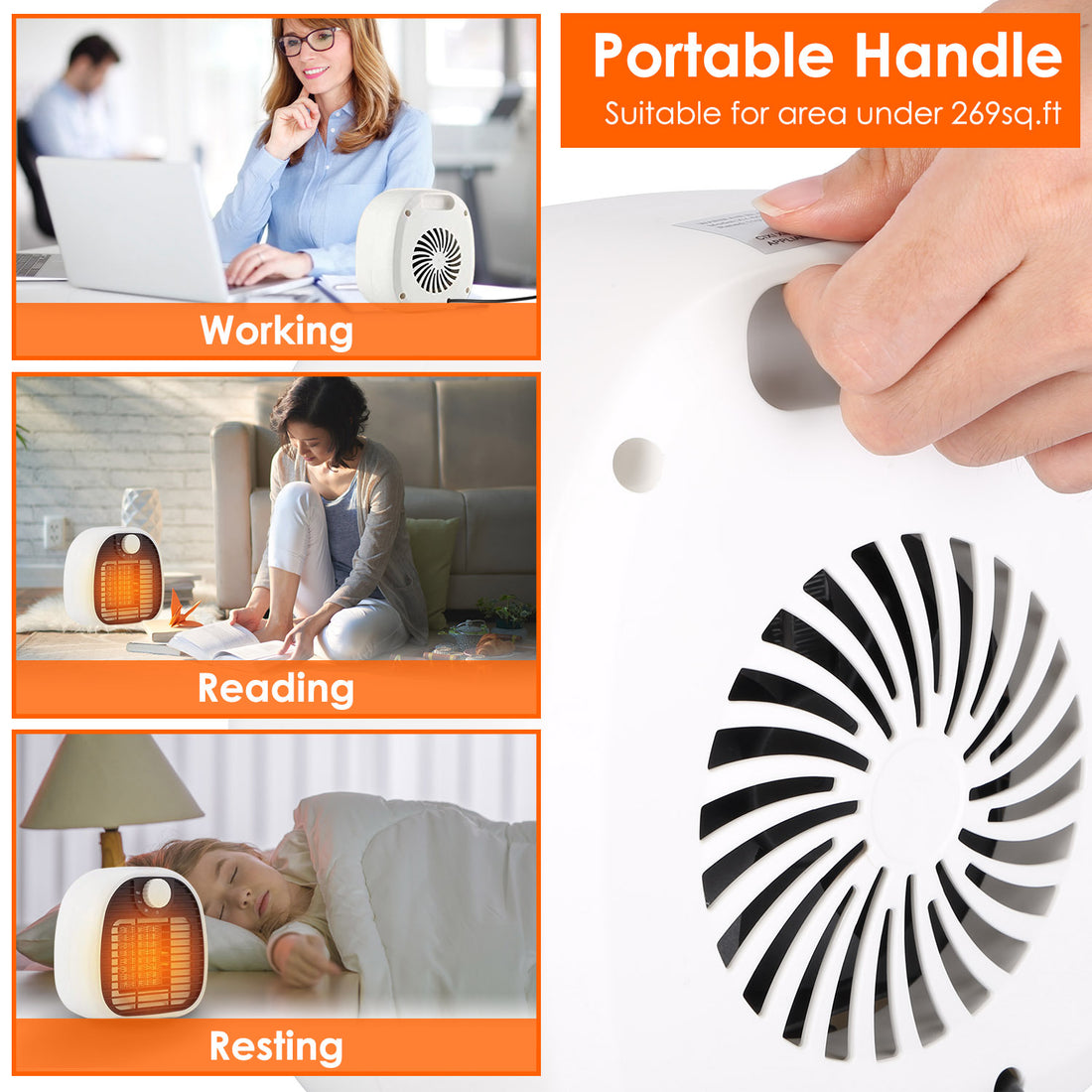 Portable Electric Heater and Fan with Adjustable Thermostat – Small Room Heater for Home or Office